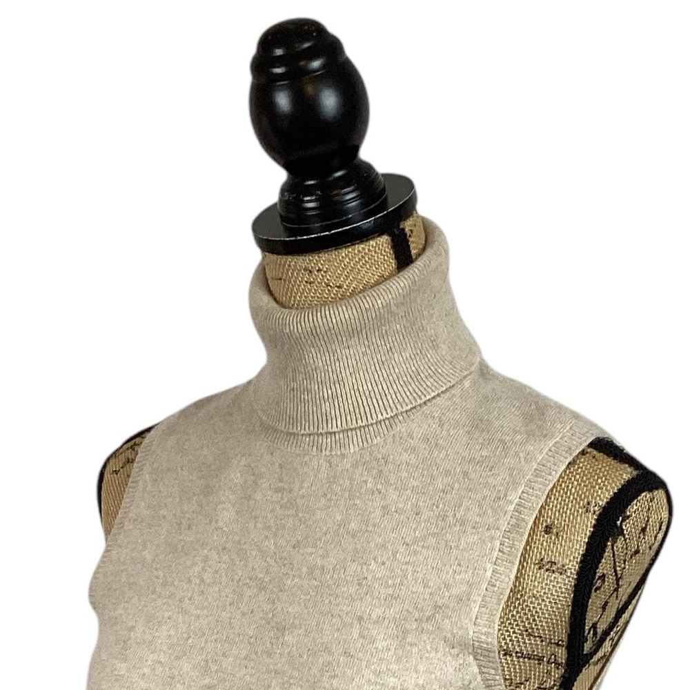 Ann Taylor Cashmere Sweater Womans Small  Sleeveless Cream Turtleneck - Picture 6 of 9